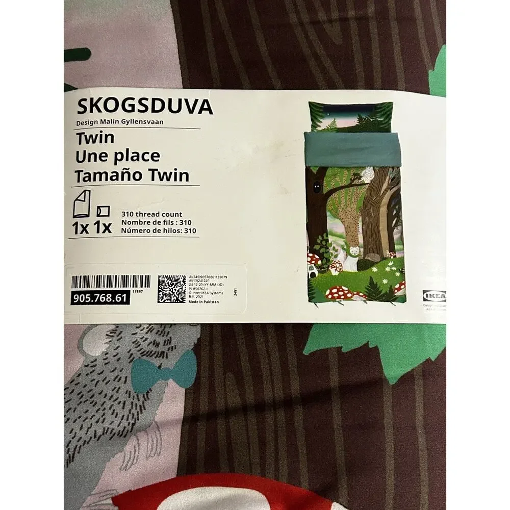 Brand New IKEA SKOGSDUVA Twin Duvet Cover & Pillowcase Forest Pattern 905.768.61